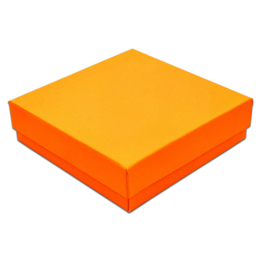 3 1/2" x 3 1/2" x 1" Marigold Cotton Filled Paper Box (25-Pack)