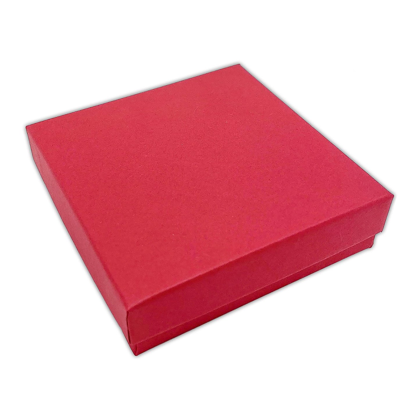 3 1/2" x 3 1/2" x 1" Matte Red Cotton Filled Paper Box