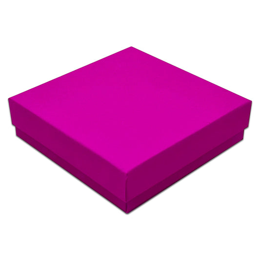 3 1/2" x 3 1/2" x 1" Neon Purple Cotton Filled Paper Box (25-Pack)