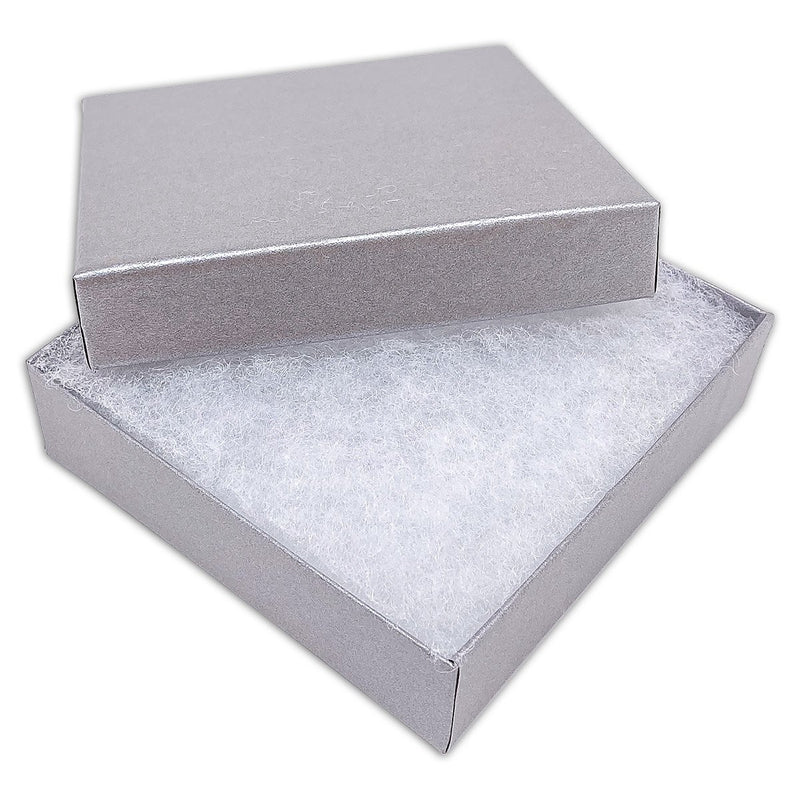 3 1/2" x 3 1/2" x 1" Pearl Gray Cotton Filled Paper Box