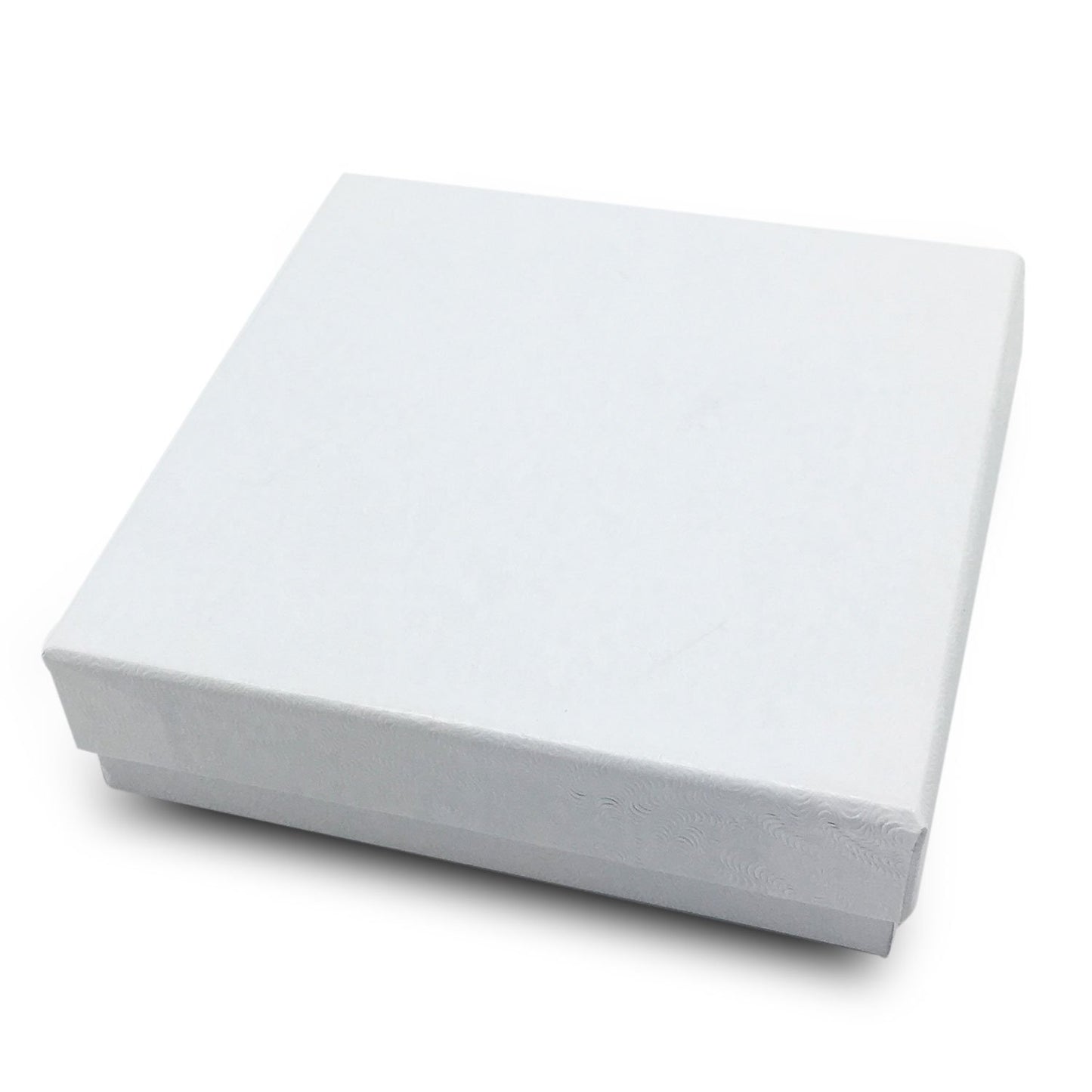 3 1/2" x 3 1/2" x 1" White Swirl Cotton Filled Paper Box