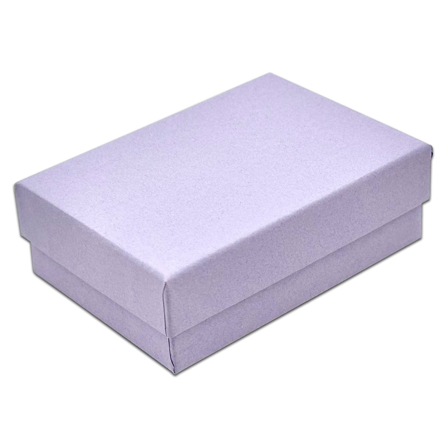 3 1/4" x 2 1/4" x 1" Light Lavender Cotton Filled Paper Box (25-Pack)