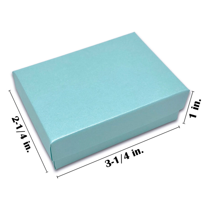 3 1/4" x 2 1/4" x 1" Light Pearl Teal Cotton Filled Paper Box