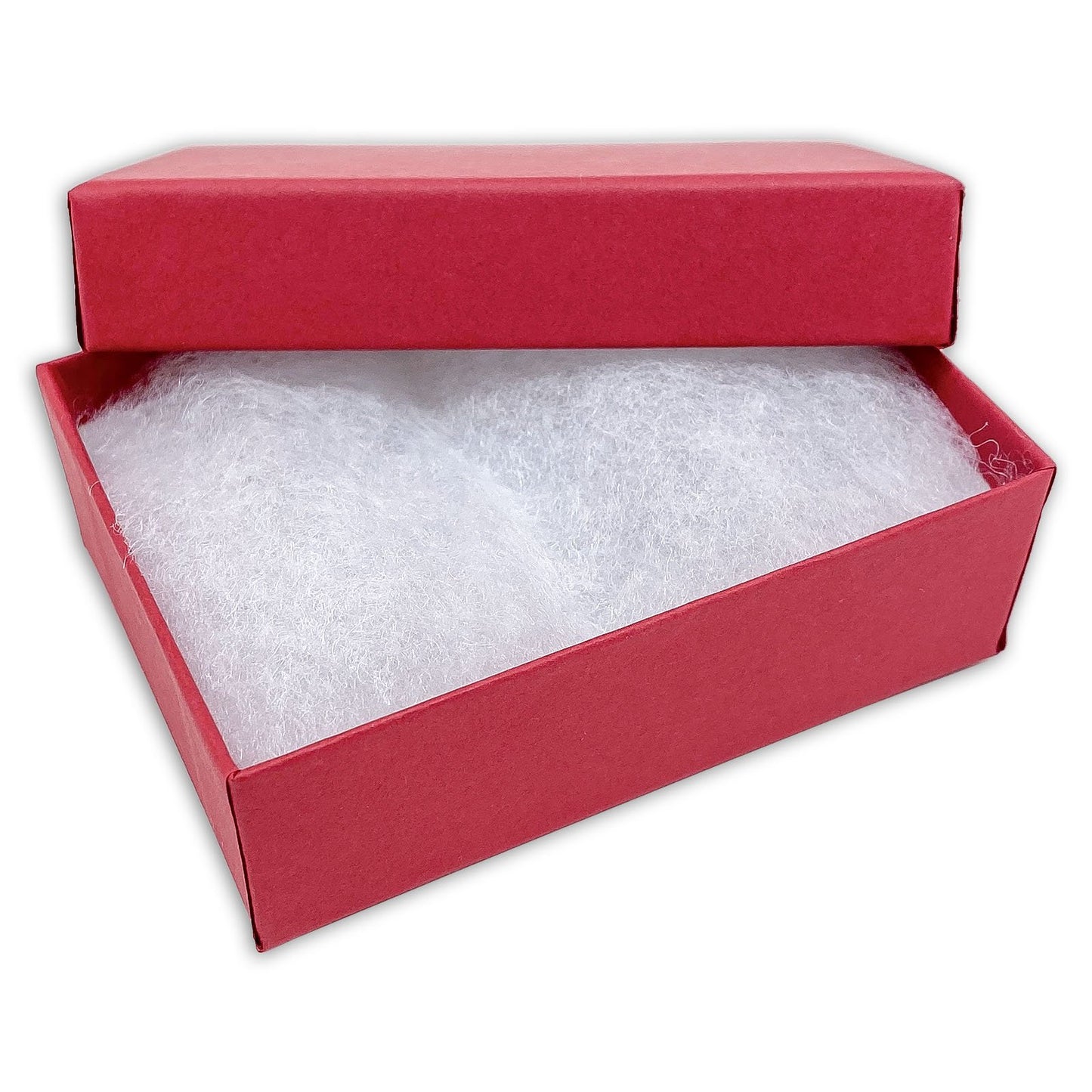 3 1/4" x 2 1/4" x 1" Matte Red Cotton Filled Paper Box