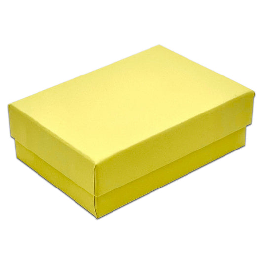 3 1/4" x 2 1/4" x 1" Mustard Yellow Cotton Filled Paper Box (25-Pack)