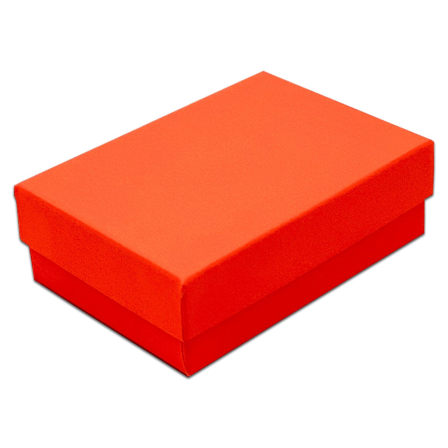 3 1/4" x 2 1/4" x 1" Neon Orange Cotton Filled Paper Box (25-Pack)