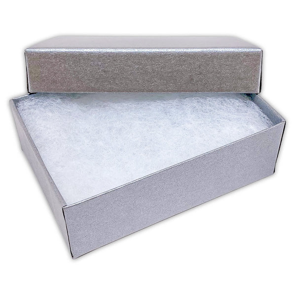 3 1/4" x 2 1/4" x 1" Pearl Gray Cotton Filled Paper Box