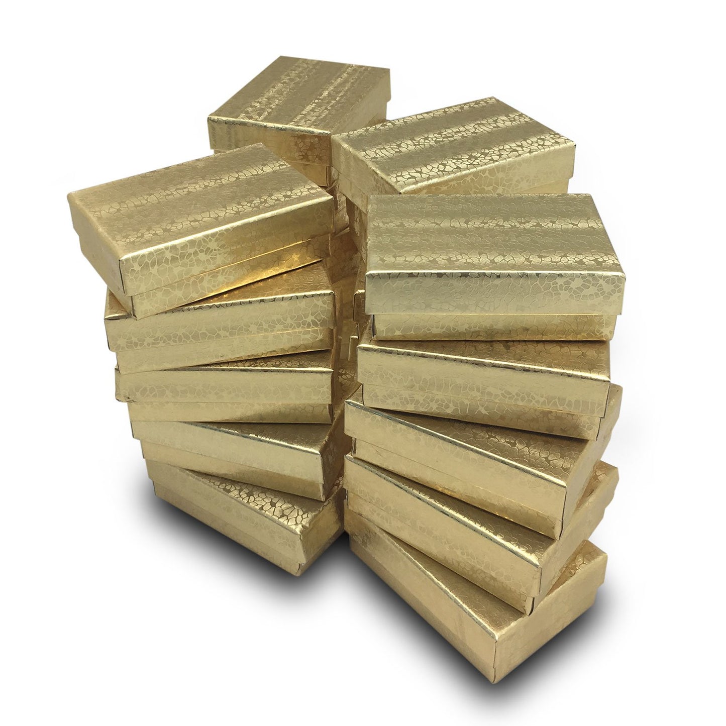 3 1/4" x 2 1/4" x 1" Gold Foil Cotton Filled Paper Box