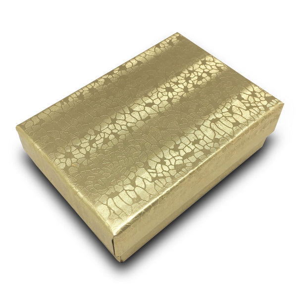 3 1/4" x 2 1/4" x 1" Gold Foil Cotton Filled Paper Box