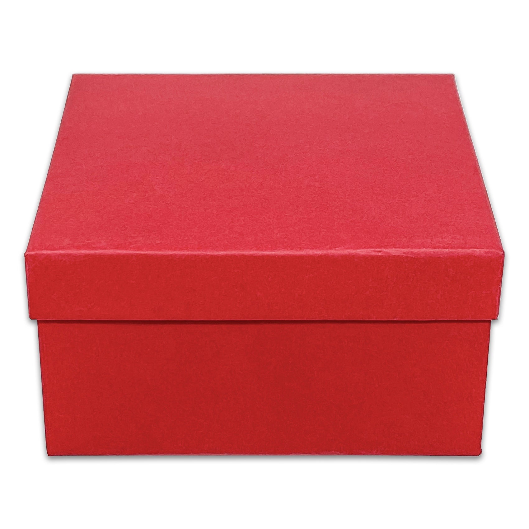 3 3/4" x 3 3/4" x 2" Matte Red Cotton Filled Paper Box