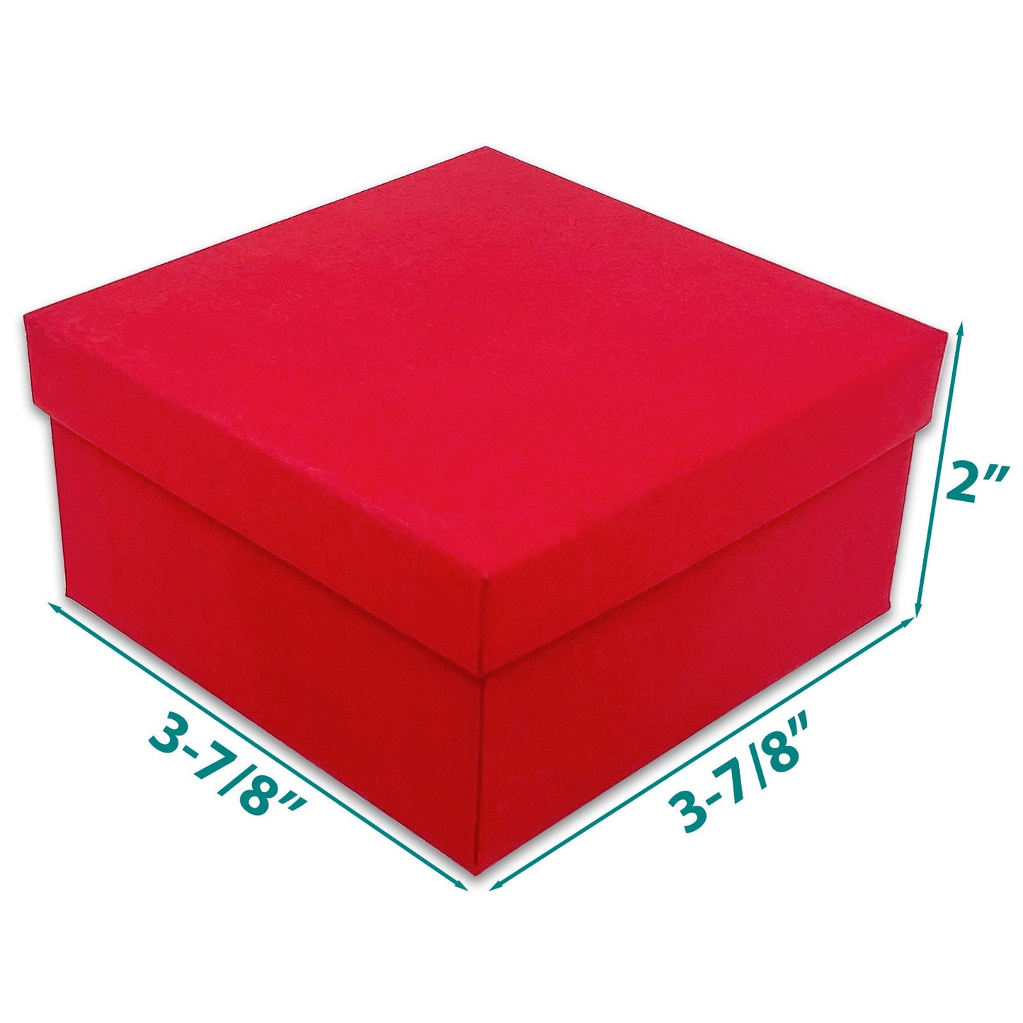 3 3/4" x 3 3/4" x 2" Matte Red Cotton Filled Paper Box