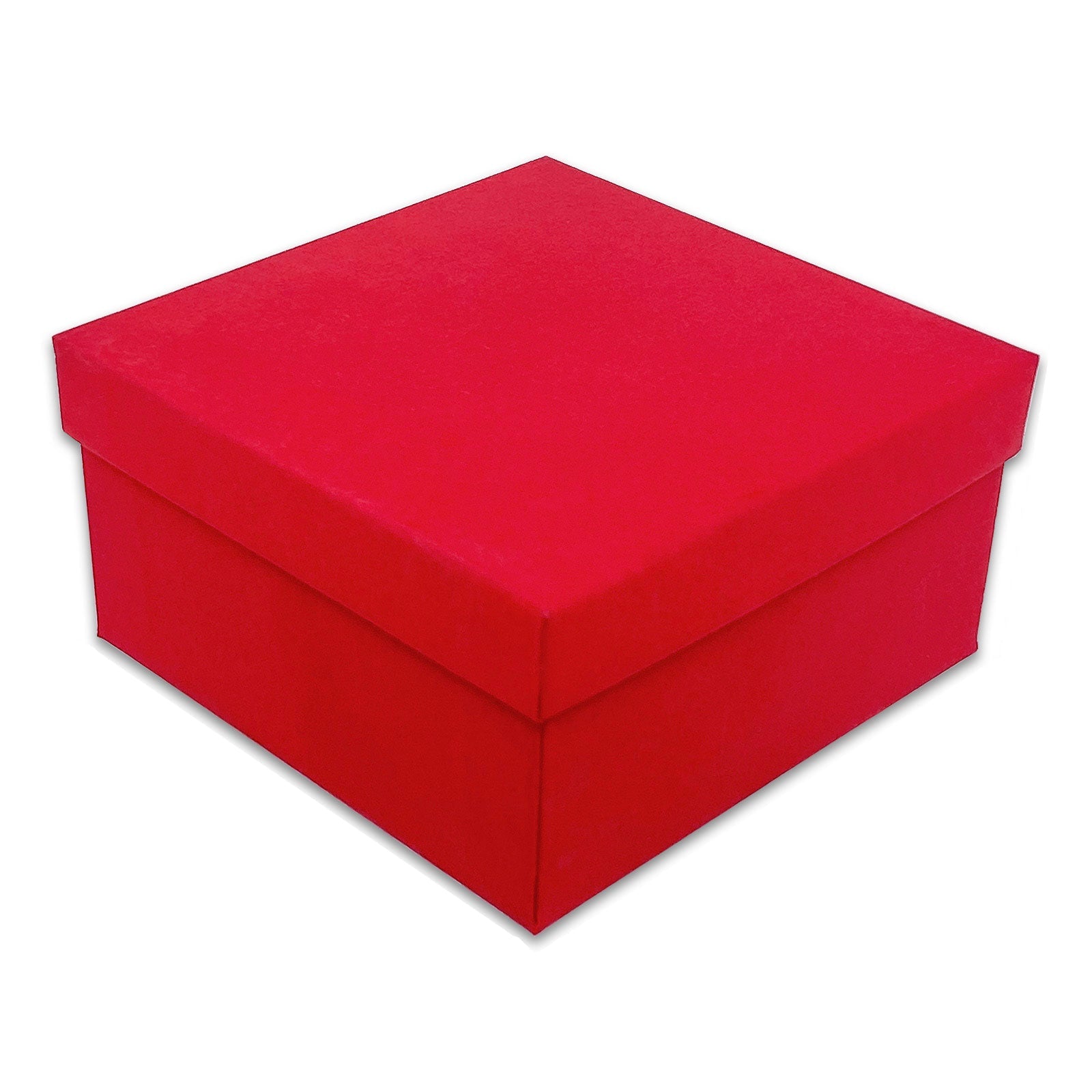 3 3/4" x 3 3/4" x 2" Matte Red Cotton Filled Paper Box