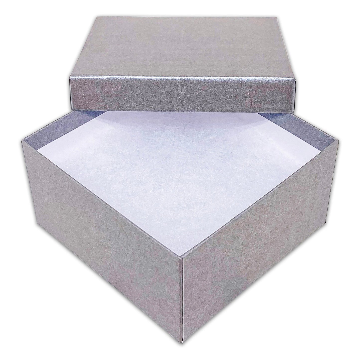 3 3/4" x 3 3/4" x 2" Pearl Gray Cotton Filled Paper Box