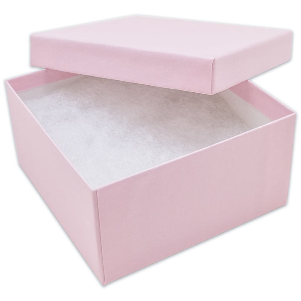 3 3/4" x 3 3/4" x 2" Pink Cotton Filled Paper Box