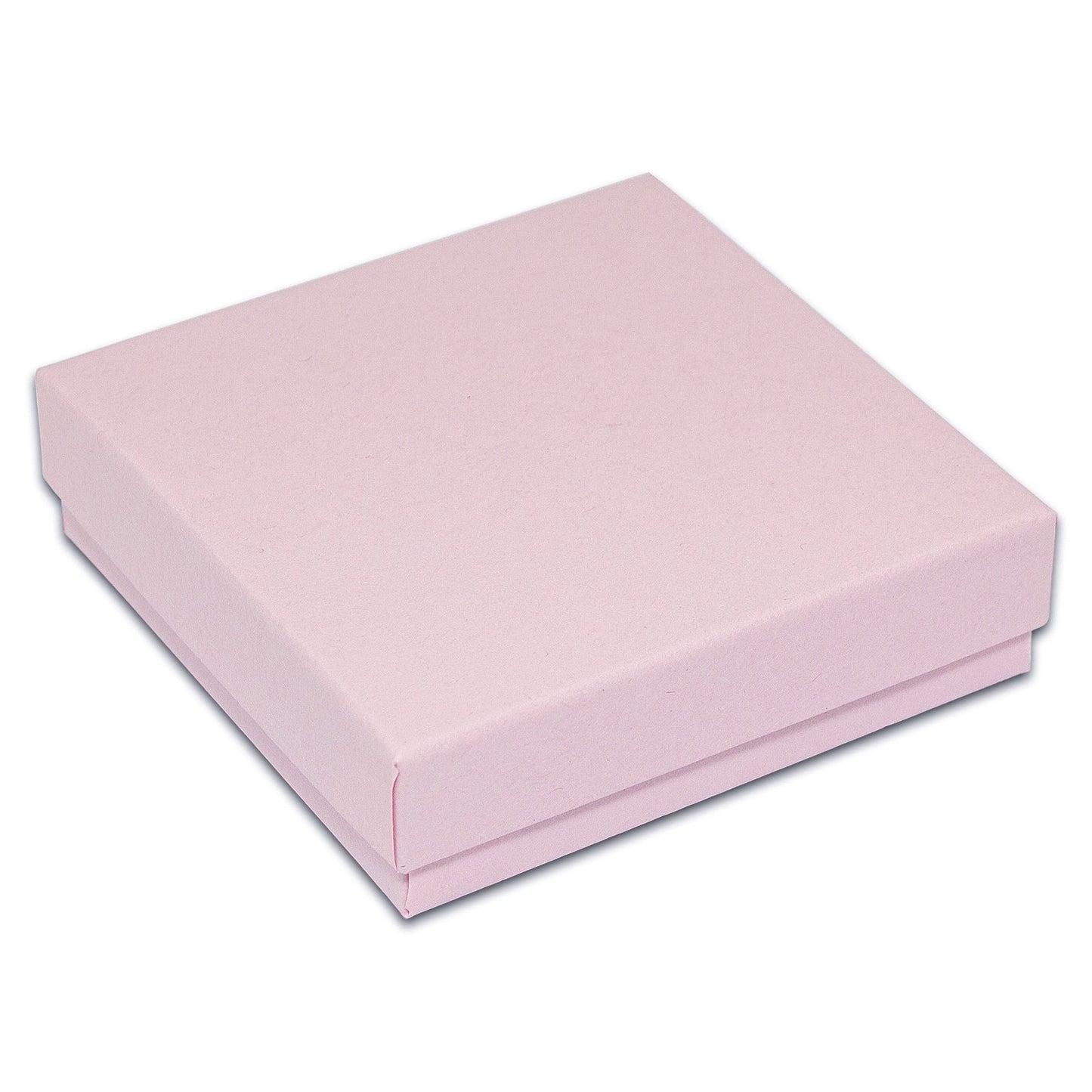 3 1/2" x 3 1/2" x 1" Pink Cotton Filled Paper Box