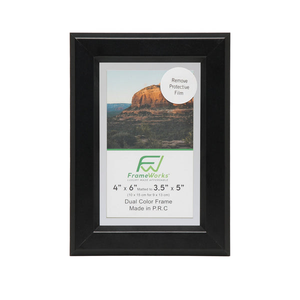 4" x 6" Black Wood 2-Pack Gunnabo Picture Frames, 3.5" x 5" Matted