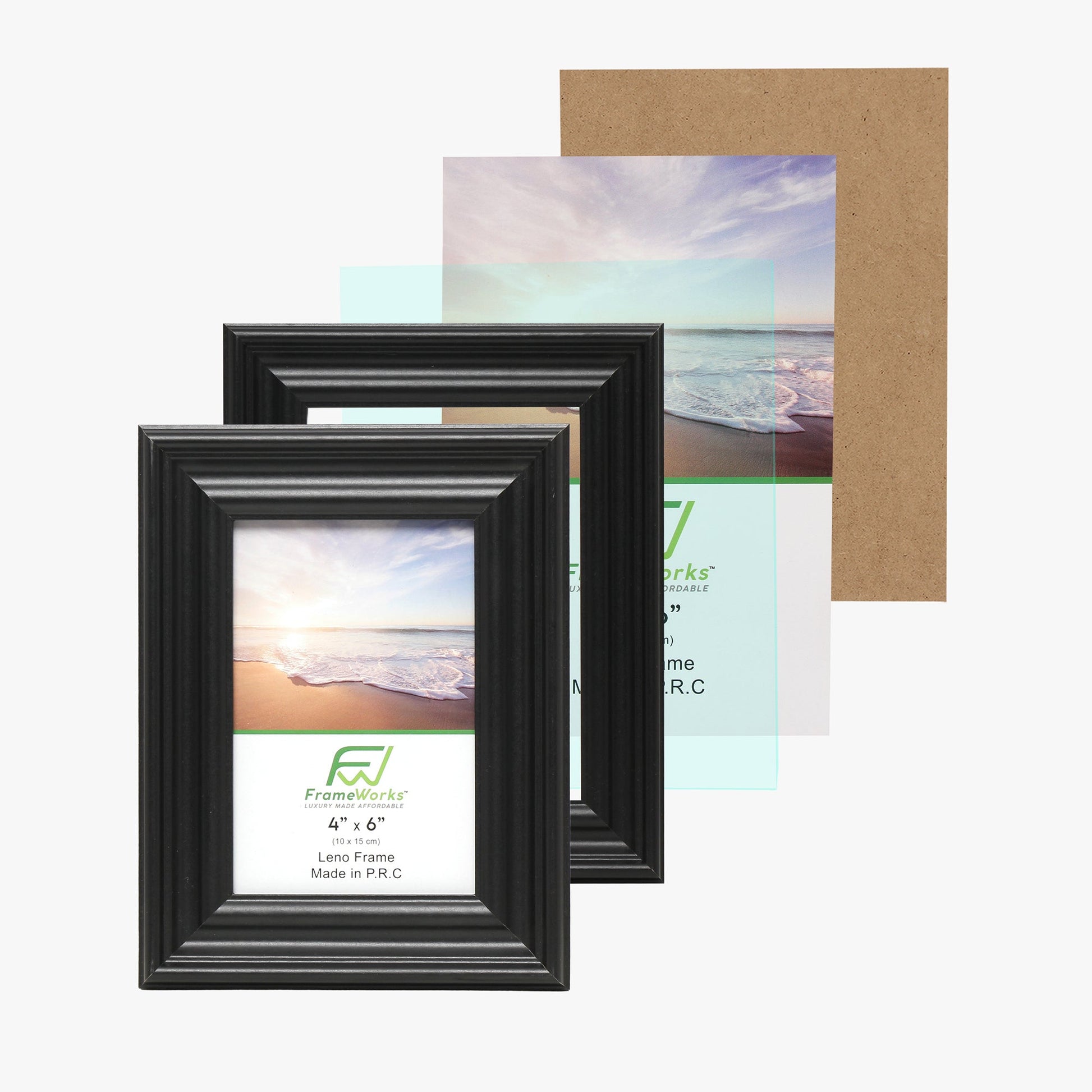 4" x 6" Black Wood 2-Pack Picture Frames with Molded Edges