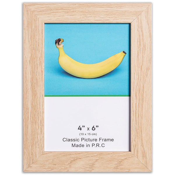 4" x 6” Classic Natural Oak MDF Wood Picture Frame with Tempered Glass