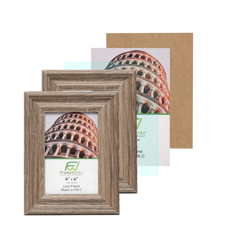 4" x 6" Rustic Wood 2-Pack Picture Frames with Molded Edges