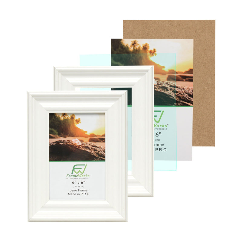 4" x 6" White Wood 2-Pack Picture Frames with Molded Edges