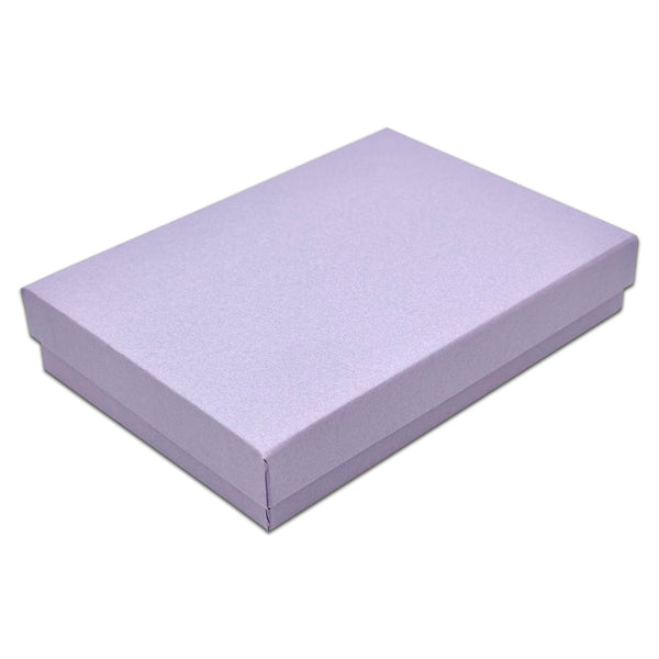 5 7/16" x 3 15/16" x 1" Light Lavender Cotton Filled Paper Box (25-Pack)