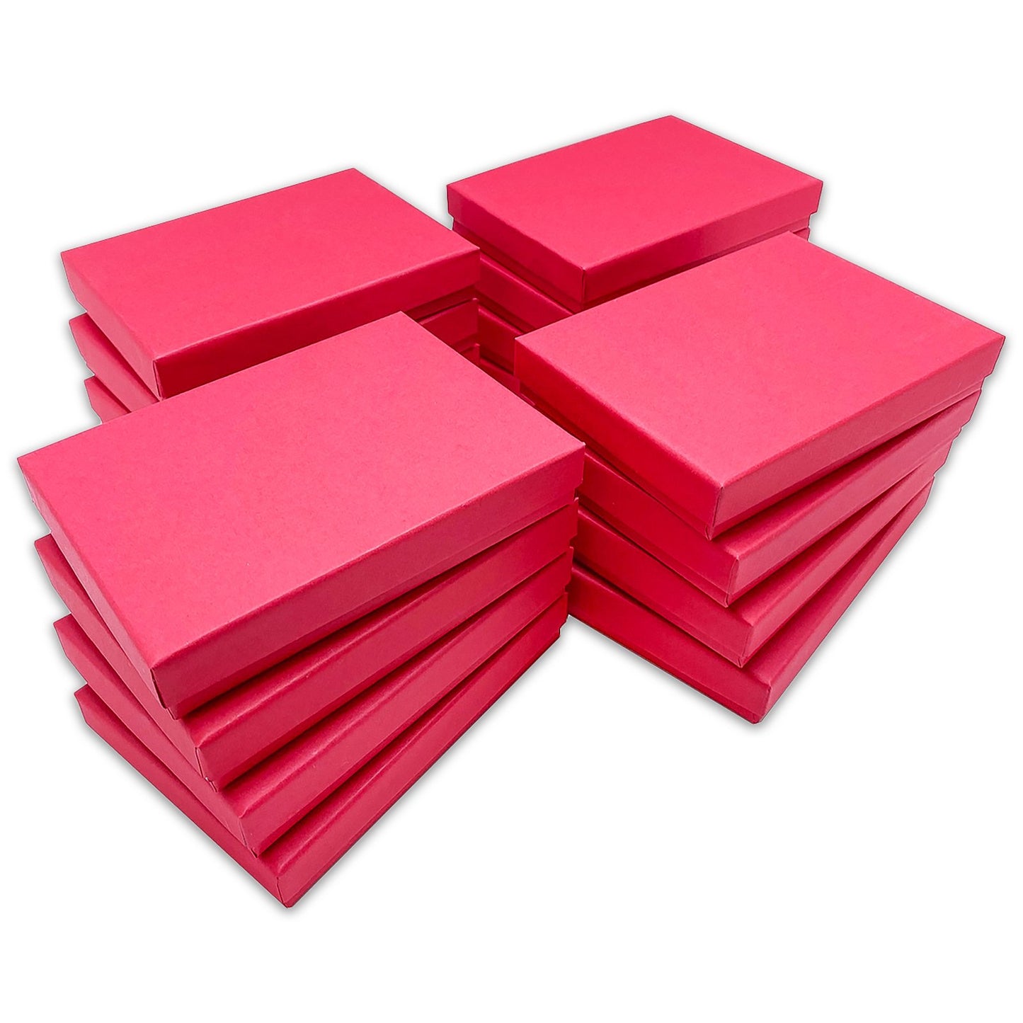 5 7/16" x 3 15/16" x 1" Matte Red Cotton Filled Paper Box