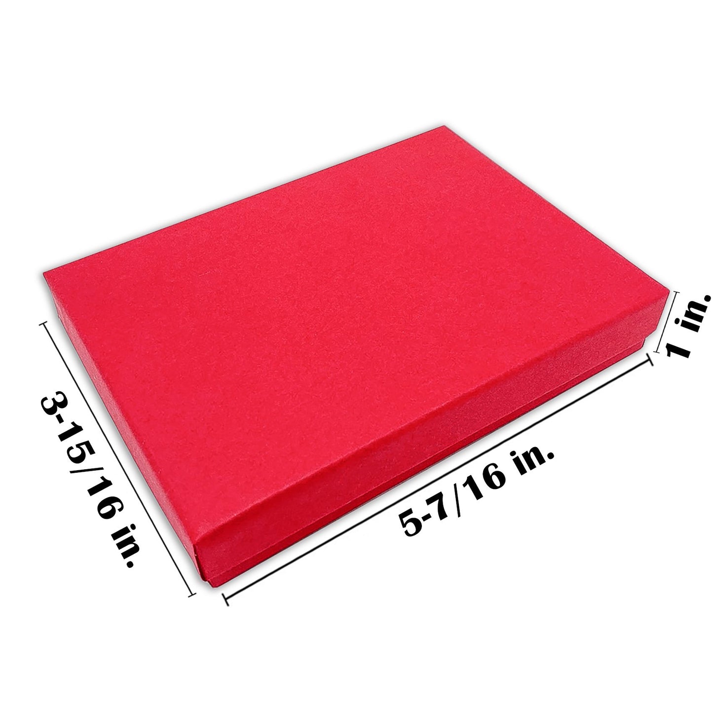 5 7/16" x 3 15/16" x 1" Matte Red Cotton Filled Paper Box