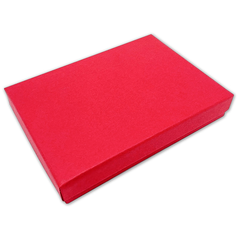 5 7/16" x 3 15/16" x 1" Matte Red Cotton Filled Paper Box