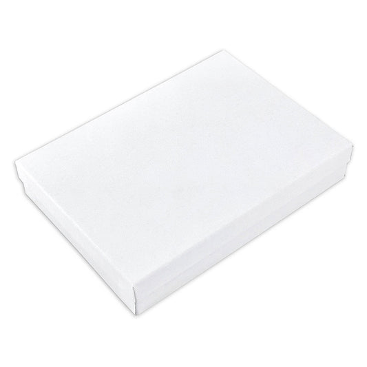 5 7/16" x 3 15/16" x 1" Matte White Cotton Filled Paper Box