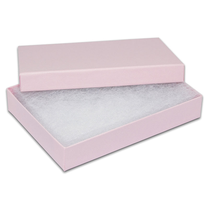 5 7/16" x 3 15/16" x 1" Pink Cotton Filled Paper Box
