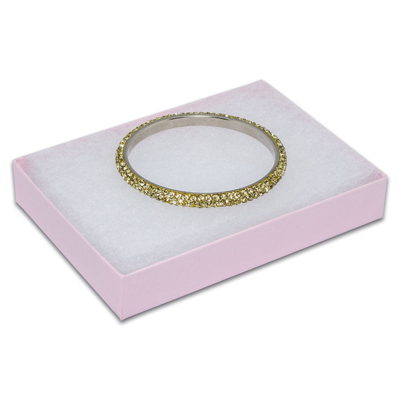 5 7/16" x 3 15/16" x 1" Pink Cotton Filled Paper Box