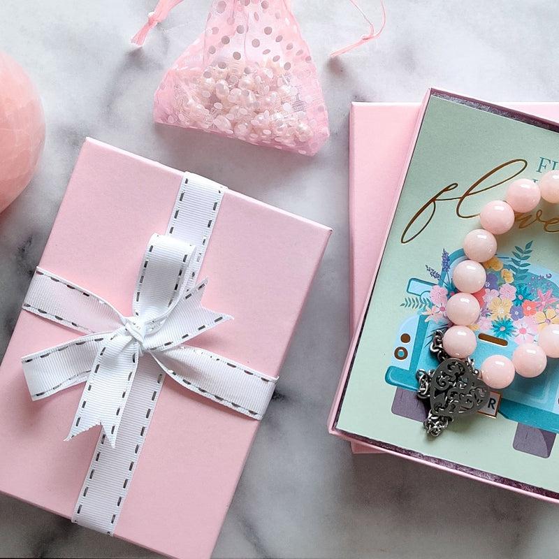 5 7/16" x 3 15/16" x 1" Pink Cotton Filled Paper Box