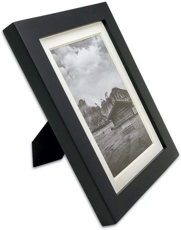 5" x 7" Black Pine Wood 6 Pack Picture Frames, 4" x 6" Matted