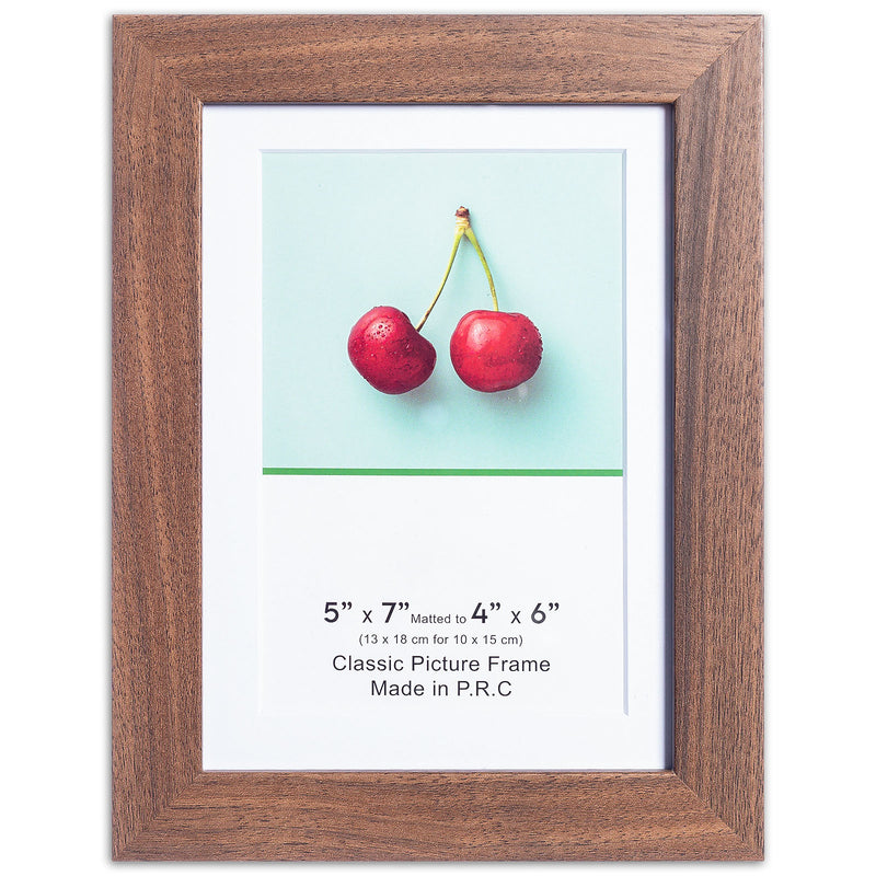 5" x 7" Classic Dark Oak MDF Wood Picture Frame with Tempered Glass, 4" x 6" Matted
