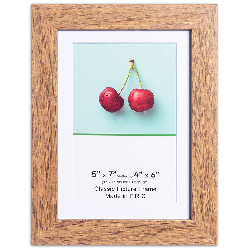 5" x 7" Classic Light Oak MDF Wood Picture Frame with Tempered Glass, 4" x 6" Matted