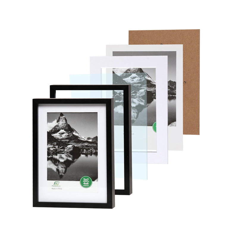5" x 7" Deluxe Black Aluminum Contemporary Picture Frame, 4" x 6" Matted