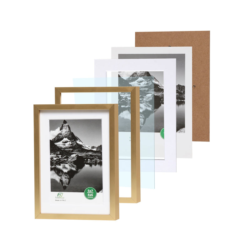 8 x 10 Deluxe Brass Gold Aluminum Contemporary Picture Frame, 5