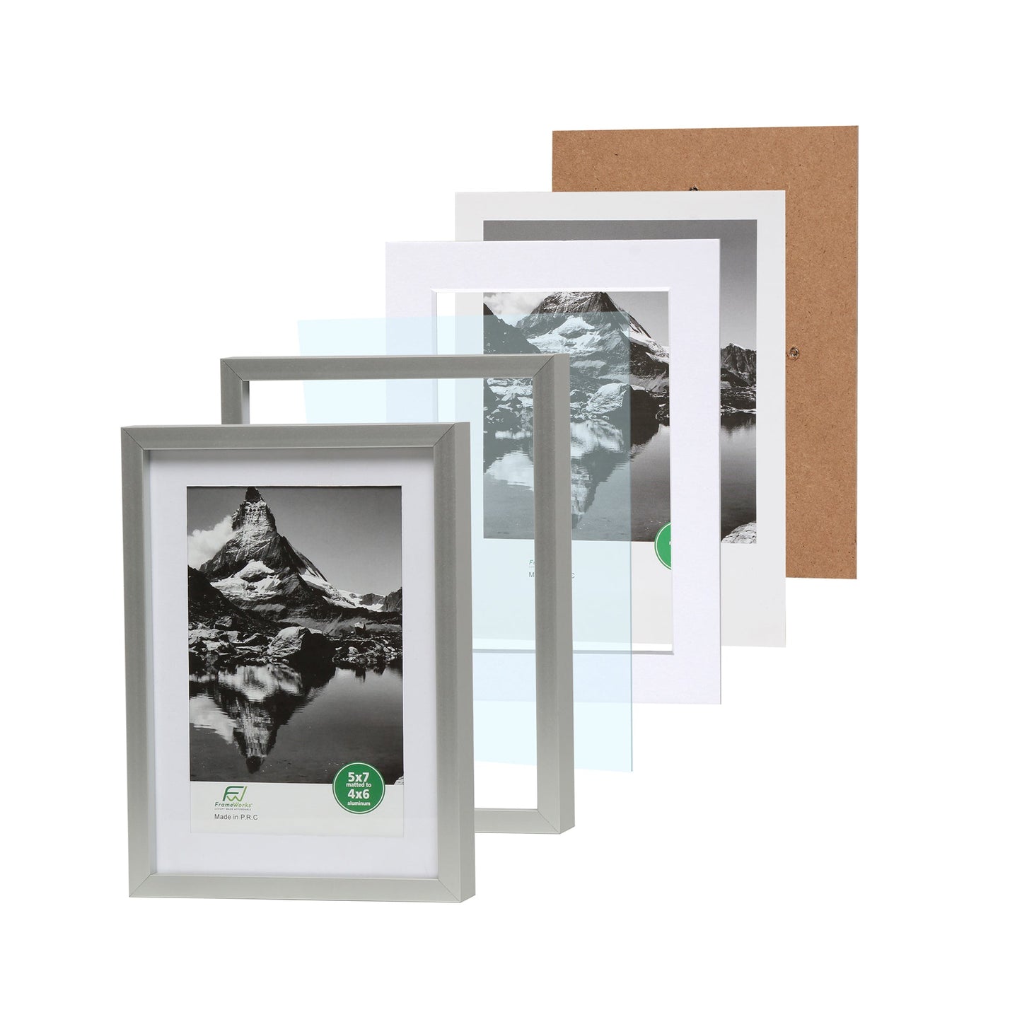5" x 7" Deluxe Silver Aluminum Contemporary Picture Frame, 4" x 6" Matted
