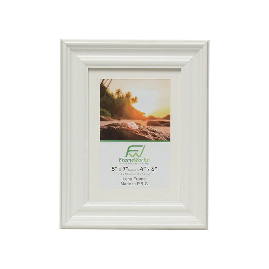 5" x 7" White Wood 2-Pack Picture Frames with Molded Edges, 4" x 6" Matted