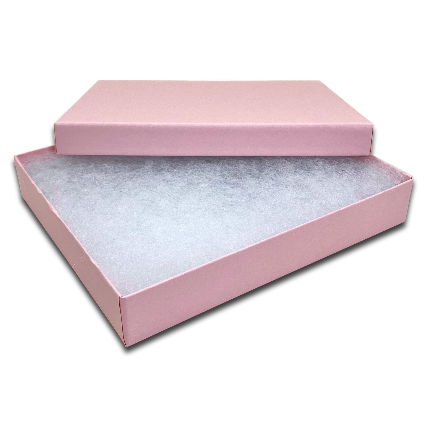 6 1/8" x 5 1/8" x 1 1/8" Pink Cotton Filled Jewelry Boxes