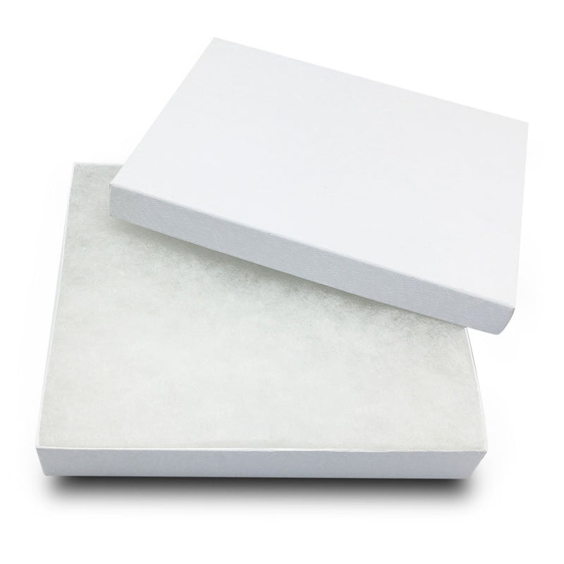 6 1/8" x 5 1/8" x 1 1/8" White Swirl Cotton Filled Jewelry Boxes