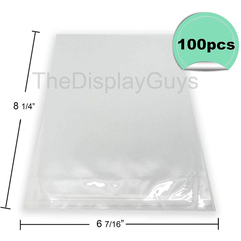 6 7/16” x 8 1/4" 100 Pack Clear Self Adhesive Plastic Bags for 6" x 8" Photos