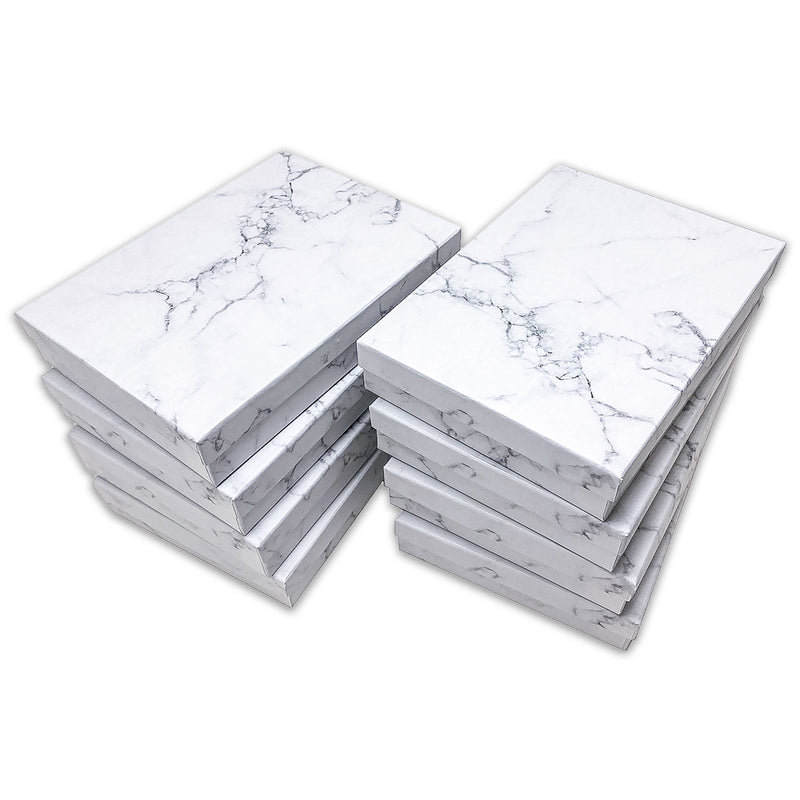 7 1/8" x 5 1/8" Marble White Cotton Filled Paper Box
