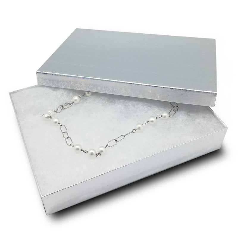7 1/8" x 5 1/8" x 1 1/8"H Silver Cotton Box