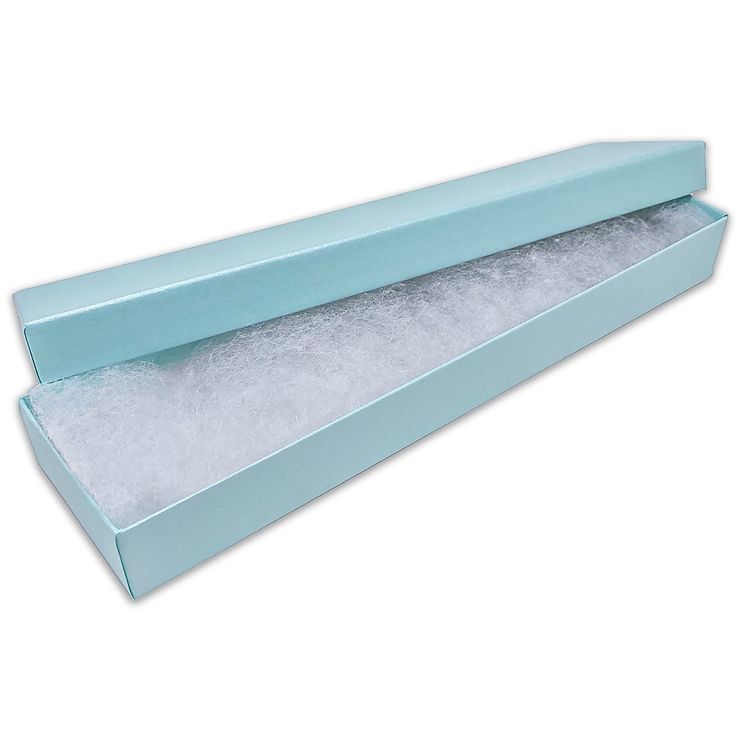 8" x 2" x 1" Light Pearl Teal Cotton Filled Box