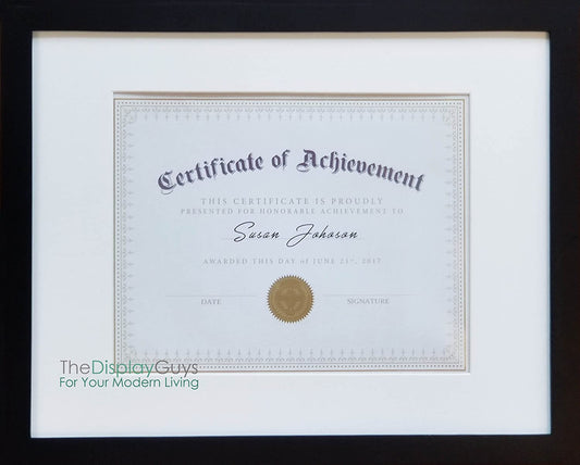 11" x 14" Certificate Document Black Solid Pine Wood Frame for 8 1/2" x 11" Diploma