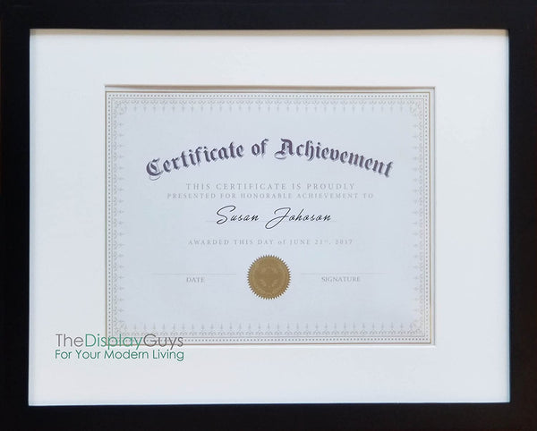 11" x 14" Certificate Document Black Solid Pine Wood Frame for 8 1/2" x 11" Diploma