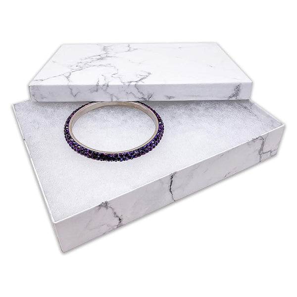 8 1/8" x 5 5/8" x 1 3/8" Marble White Cotton Filled Paper Box