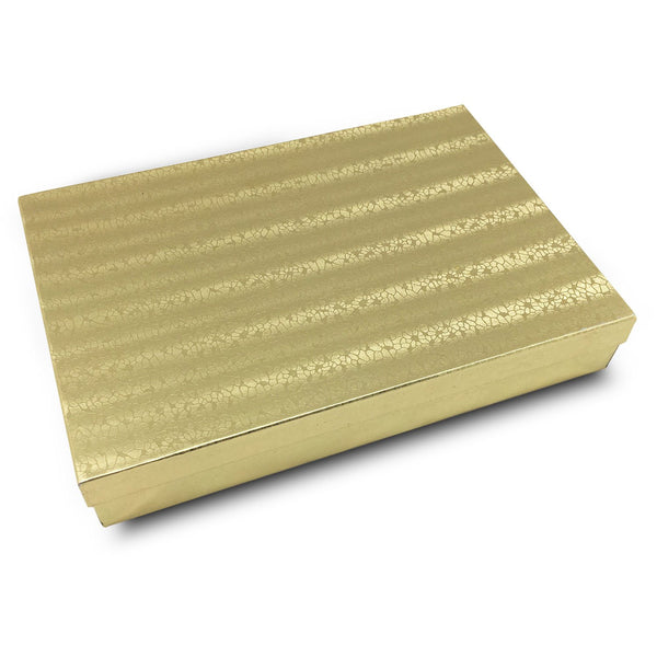 8 1/8" x 5 5/8" x 1 3/8" Gold Cotton Filled Paper Box