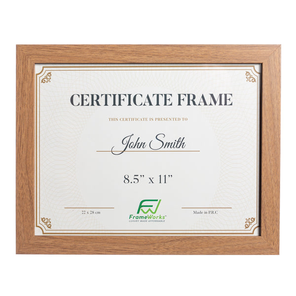8.5" x 11" Classic Light Oak Wood Document Picture Frame with Tempered Glass